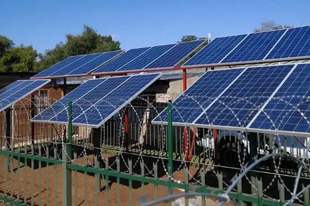 Solar panels on stands
